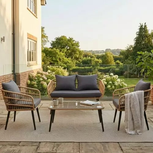 Toscana 4 személyes rattan kerti Ülőgarnitúra párnával